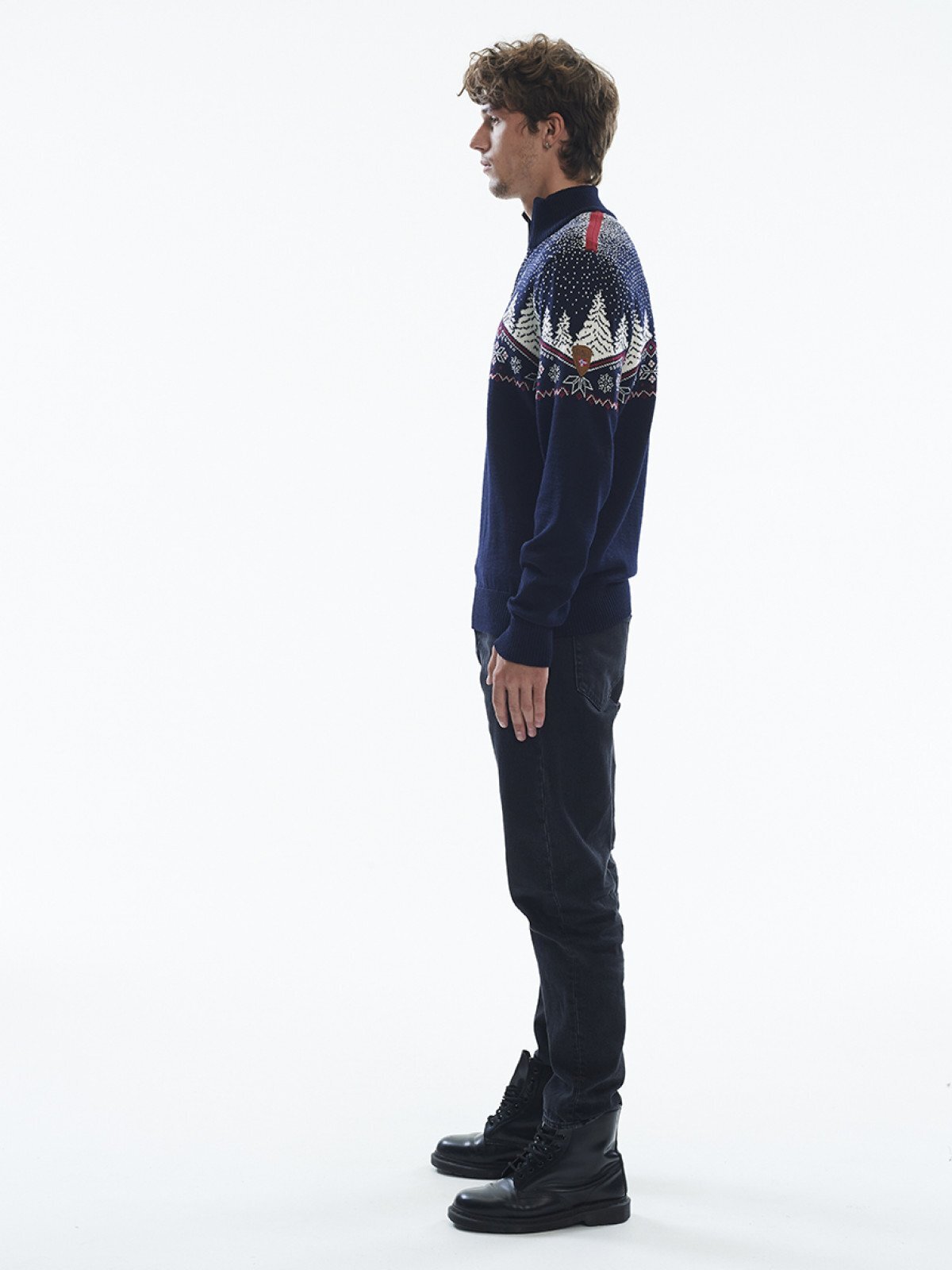 Christmas Herren Merino Weihnachspullover Navy