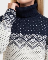 Natural Style Freja Damen Wollpullover Navy Weiss