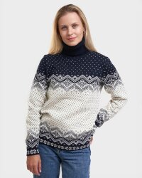 Natural Style Freja Damen Wollpullover Navy Weiss