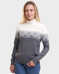 Natural Style Ice Rose Damen Merino Wollpullover Navy Weiss