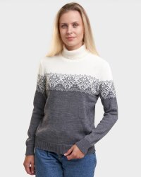 Natural Style Ice Rose Damen Merino Wollpullover Rot Weiss