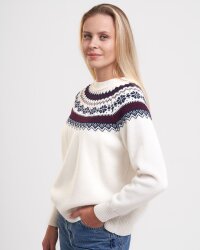 Natural Style Iceland Damen Wollpullover Weiss Navy