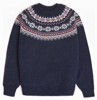 Natural Style Iceland Damen Wollpullover Navy Weiss