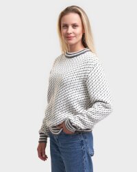 Natural Style Alva Damen Strickpullover Weiss Grau