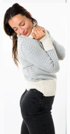 Fuza Wool Liv Damen Merino Strickpullover Weiss Grau