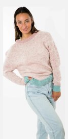 Fuza Wool Astra Damen Merino Strickpullover Rosa