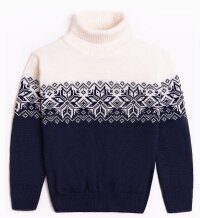 Natural Style Ice Rose Kinder Merino Wollpullover Navy Weiss